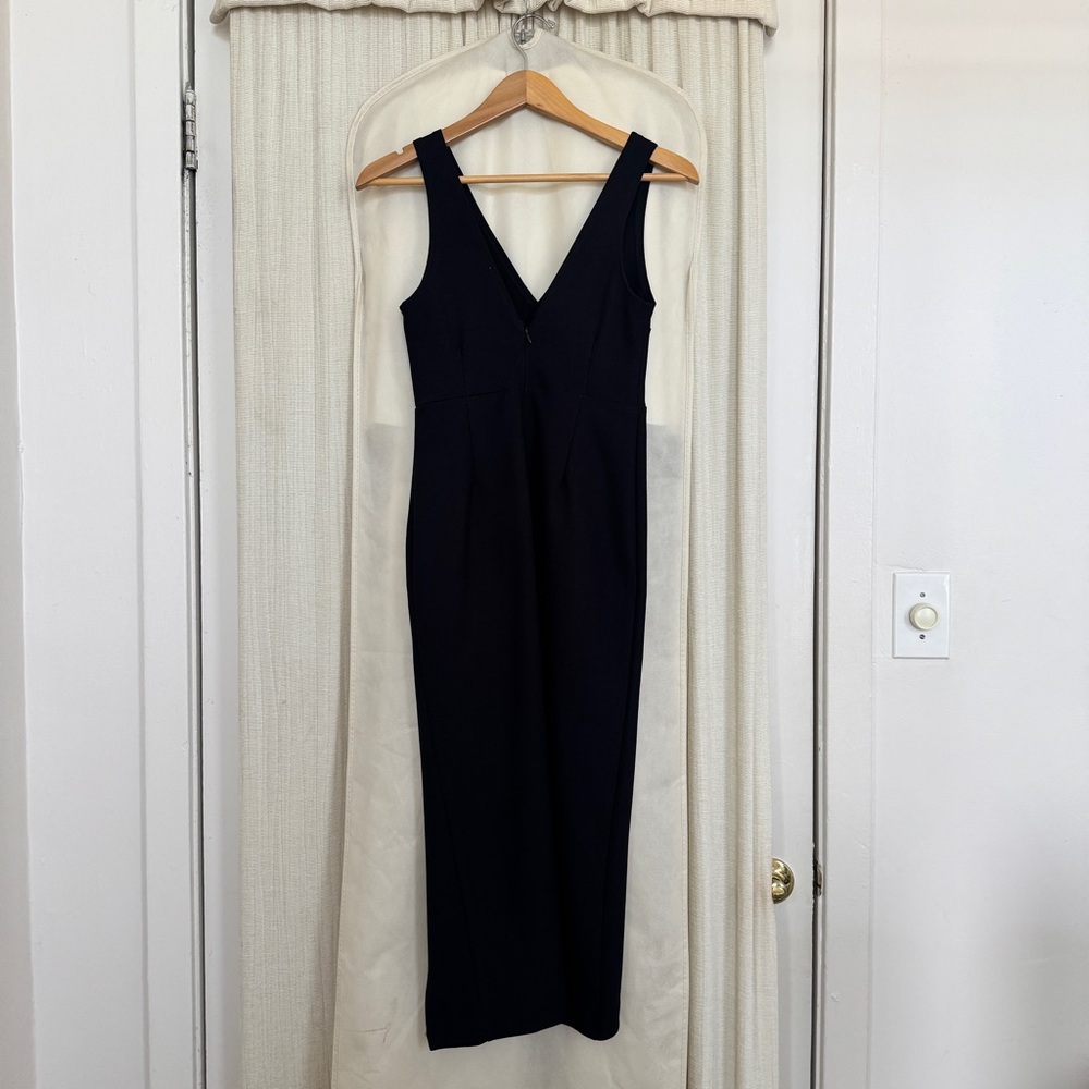 Abercrombie & Fitch Black Plunge Midi Bodycon Dress Size Small Petite - Picture 6 of 13